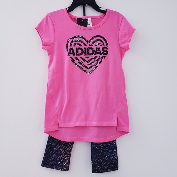 Adidas toddler pink tee and capri legging … - Picture 2 of 3